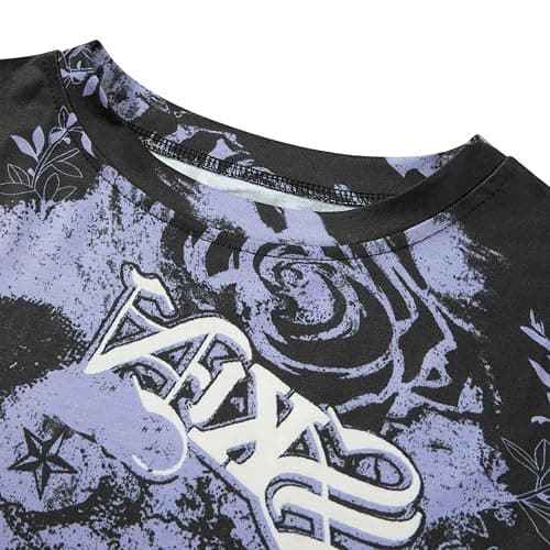 Gothic Tees for Women Y2K Grunge Graphic Short Sleeve Crew Neck T-Shirts 90s Vintage Aesthetic Emo Clothes thumbnail 5