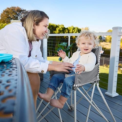 Bright Starts Pop 'N Dine Portable High Chair, Indoor/Outdoor, BPA Free Tray, Easy to Fold, Unisex, Grey, 6 Months + thumbnail 9