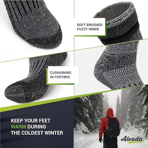 Alvada Warm Thermal Wool Socks for Winter Moisture Wicking and Breathable Cozy Boot Socks thumbnail 4