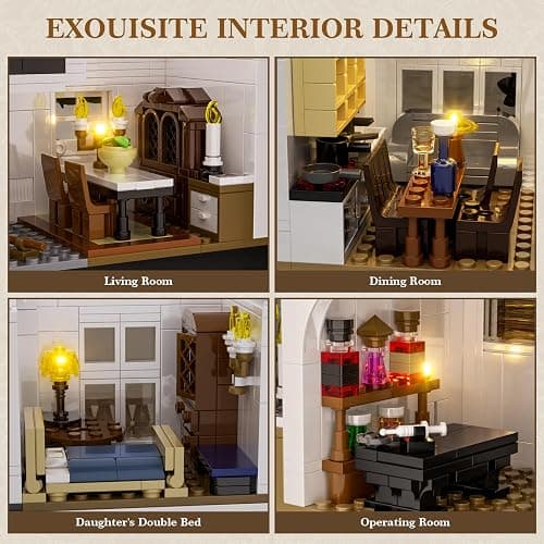 Magic House Building Set with LED Light, Owens House Blocks Toy, Creator Architecture Model Building Kit, Compatible with Lego Horror House, Home Office Decor Gift for Adults (1877PCS) thumbnail 6