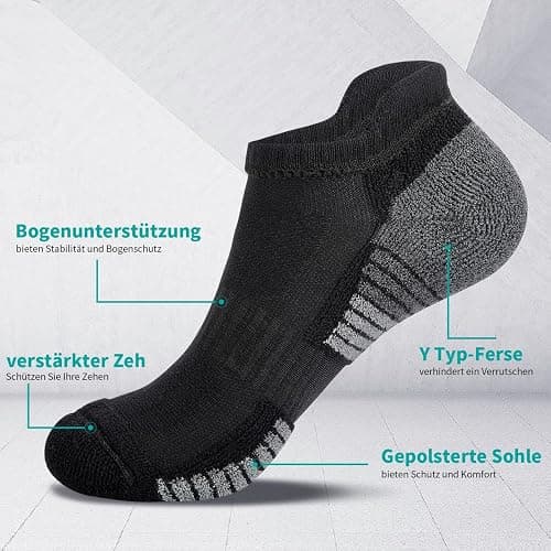 Lapulas Athletic Running Ankle Socks, Low Cut Cushioned Anti-Blister Tab Sports Socks Men Women 6Pairs thumbnail 3