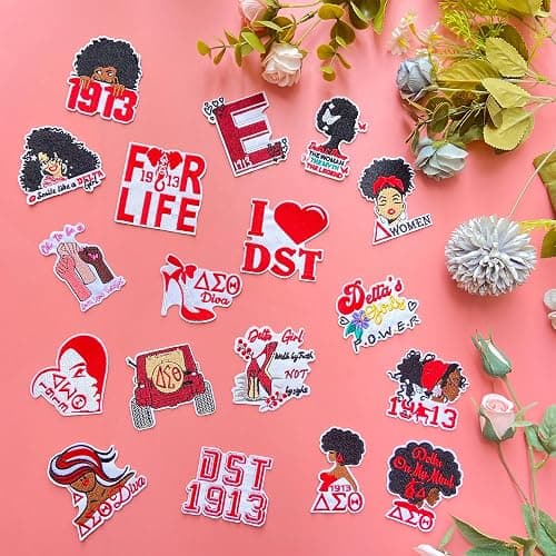 Jongdari 18pcs Delta Sigma Sorority Theta Iron on Patches Paraphernalia, Cute Embroidered Trucker Hat Patch Sew on Repair Applique for Bags Jackets Clothes thumbnail 2
