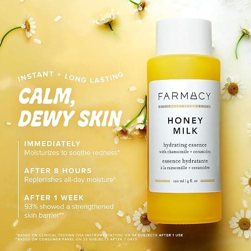Farmacy Hydrating Essence - Hydrating Honey Milk Toner + Facial Essence to Soothe, Moisturize and Strengthen Skin Barrier - Preps Complexion for Skincare Products or Makeup Application (10ml) thumbnail 5