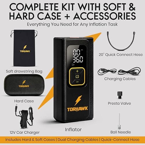 Portable Tire Inflator Air Compressor for Car Tires, Dual Cylinder, Cordless Air Pump for Car, Truck, SUV, 160 PSI, Dual Power, 7500mAh Battery, 12V DC, LED Light & Auto Shut-Off thumbnail 3