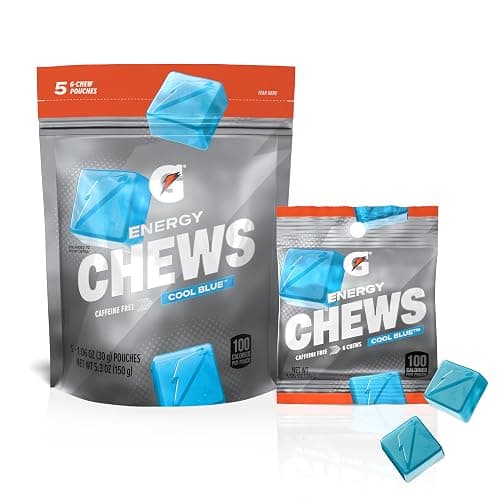 Gatorade Energy Chews, Cool Blue, Caffeine Free, B12, 100 Calorie Pouches, (5 Pack) - Image 1