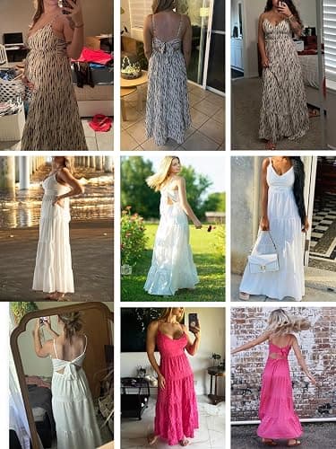 Narecte Women Summer Beach Dresses Maxi Dress Spaghetti Strap Flowy Casual Dress Bohemian Dresses for Vacation & Holiday thumbnail 7