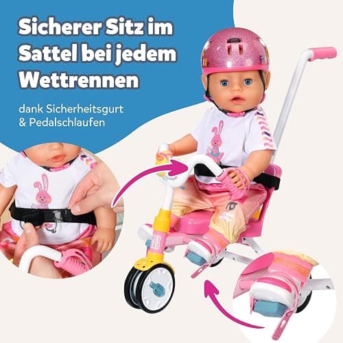 BABY Born Dreirad mit Lenkstange - Trike mit funktionsfähigen Rädern & Sicherheitsgurt - Puppenzubehör für alle Puppen der Größe 36 cm & 43 cm - Geeignet für Kinder ab 3 Jahren thumbnail 4