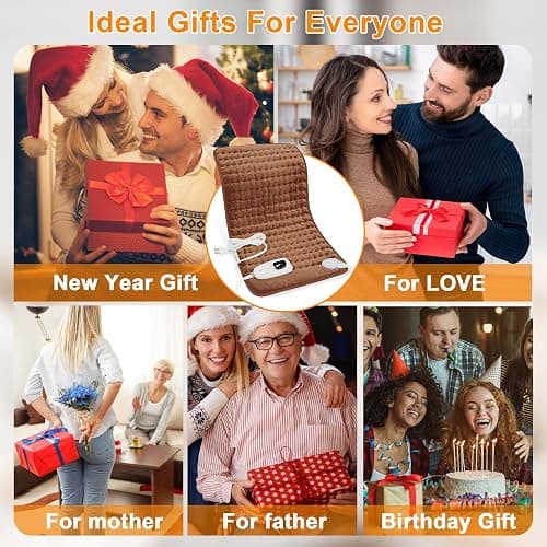 Deepsoon Heating Pad,Electric Heating Pads for Back,Neck,Abdomen,Moist Heating Pad for Shoulder,Knee,Arms,Legs,Dry/Moist Heat & Auto Shut Off,Birthday Gifts for Men and Women,Brown,24x12 Inch thumbnail 9