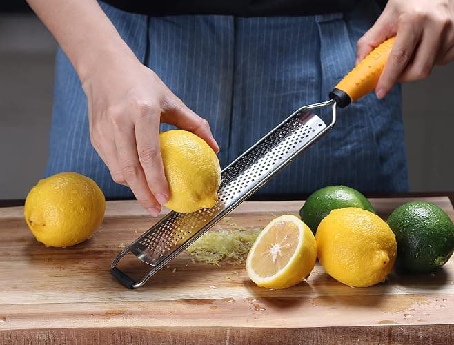 Deiss PRO Lemon Zester & Heavy Duty Cheese Grater & Vegetable Grater - Parmesan Cheese Lemon, Garlic, Nutmeg, Chocolate, Fruits, Vegetables, Ginger Grater - Cheese Shredder & Stainless Steel Grater thumbnail 4