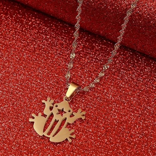Yongkan Stainless Steel Puerto Rico Frog Pendant Necklace Puerto Rico Jewelry thumbnail 3