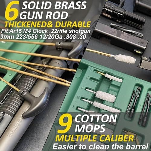 iunio Gun Cleaning Kit, Universal Gun Cleaning Kit for All Caliber Shotgun Pistol Rifle Cleaning Kit with Mat Portable Case thumbnail 3