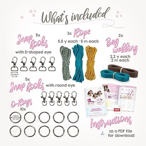kullaloo DIY Hobby Horse Halter Kit ✦ Make Stick Horse Head Collars, Rope Halters & Reins ✦ Includes Instructions ✦ Teal/Mustard thumbnail 3