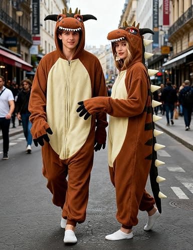 Adult Carnotaurus Onesie Pajamas Halloween Christmas Costume Cosplay Costume Women Men thumbnail 2