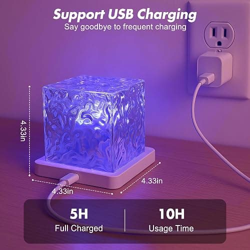 Rechargeable Shower Light No Wiring, 16 Color Changeable Ocean Wave Projector Light, Dimmable Waterproof Shower Lamp with Remote, Rotating Flame Water Ripple Lamp for Shower, Bathroom, Bedroom Decor thumbnail 8