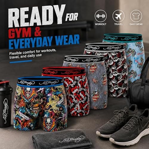 ED HARDY Mens Boxer Briefs Breathable Underwear Durable Boxers Multipack thumbnail 5