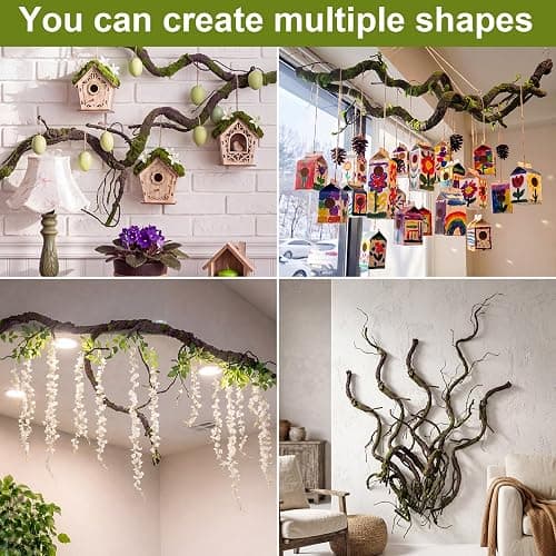 Suncalla 5 Pcs 30in Artificial Bendable Tree Branches for Decor, Moss | Fake Trunk Twigs with Leaves, Cherry Blossom Grape Vines, Halloween Steady Branch Garland, Wall Hanging Reptile Habitat Decor thumbnail 6