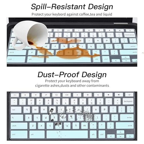 Keyboard Cover for DELL Inspiron 11.6" Chromebook/DELL Chromebook 11 3100 C3181 3120 3180 3181 3189 5190 11.6 inch/DELL Chromebook 13 3380 13.3" Chromebook Protective Skin, Ombre Mint Green thumbnail 5