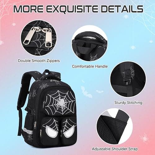 Jafeton School Backpack for Boys, 3 PCS Spider Boy Backpack Set with Lunch Box & Pencil Pouch, Waterproof Schoolbag for Boys Kids Children Teens, Elementary Middle School, Kids Bookbag Casual Daypack thumbnail 5