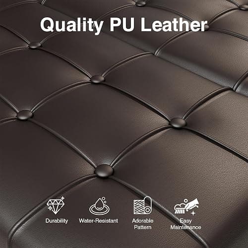 FiveWillowise Square Leather Ottoman with Storage, Faux Leather Coffee Table with Lift Top,Large Upholstered Footrest Stool Toy Box Storage Bench for Bedroom Living Room, Chocolate thumbnail 5