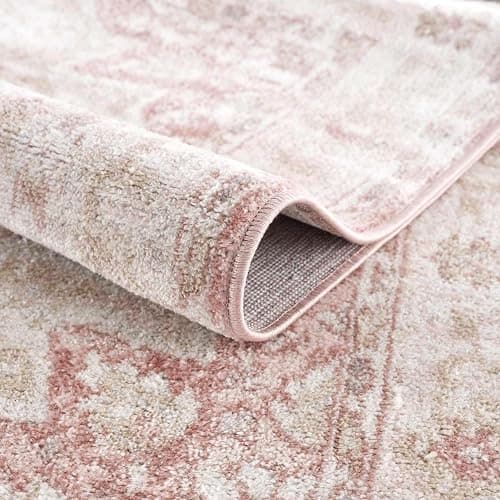 BoutiqueRugs Blush & Light Pink Collection Kandos Bohemian Oriental Medallion Large Area Rug - Traditional Floral Carpet for Living Room - Blush, Dusty Pink, Cream - 7'10" x 9'6" (8x10 Area Rug) thumbnail 6