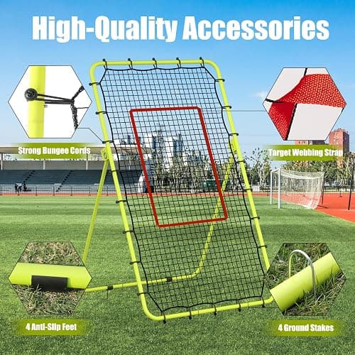 CHAOBING 7x4 FT Volleyball Rebounder Net, 5-Angle Adjustable with Steel Frame & High-Tension PE Netting, Ideal for Lacrosse, Baseball, and Soccer Practice Perfect for Setting, Spiking thumbnail 4