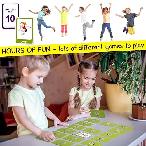 Covelico Exercise Cards for Kids, Play PE Games with 20 Exercises, 52 Cards | PE Teacher Must Haves, Solo or Group Play, Indoor Classroom Recess Games, Home School Therapy, Snap Memory Go Fish, Ages 4+ thumbnail 9