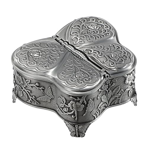 Hipiwe Vintage Metal Jewelry Box Butterfly Shape Trinket Box Decorative Metal Small Jewelry Storage Box for Rings Necklaces Earrings Organizer Keepsakes Box Gift for Women thumbnail 9