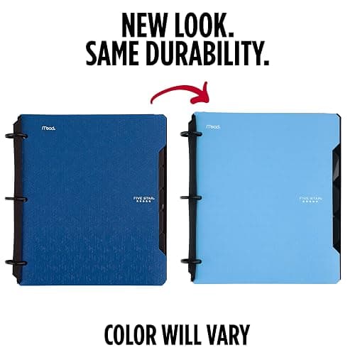 Five Star Flex Refillable Notebook + Study App, College Ruled Paper and 1 Inch TechLock Ring Binder with Pockets, Tabs and Dividers, 200 Sheet Capacity, Pacific Blue (293280AD2) thumbnail 3