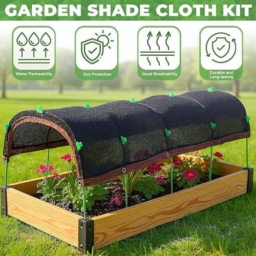2026 Upgraded Garden Shade Cloth Kit 78.7"x59" Garden Shade Cloth for Plants Heat Protection with 5 Sets Garden Hoops for Raised Beds 75% Sunblock Shade Cloth Row Cover for Outdoor Plant Vegetables thumbnail 5