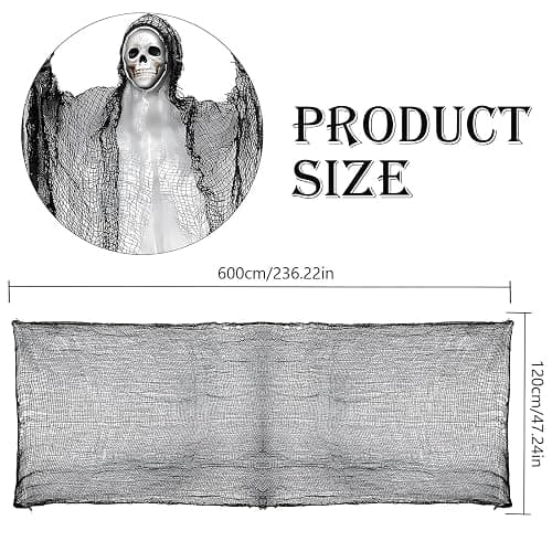 AUXHCYL Halloween Creepy Cloth Decorations, 120 x 600cm Black Spooky Scary Gauze Decor Halloween Decorations for Party Indoor Outdoor thumbnail 2