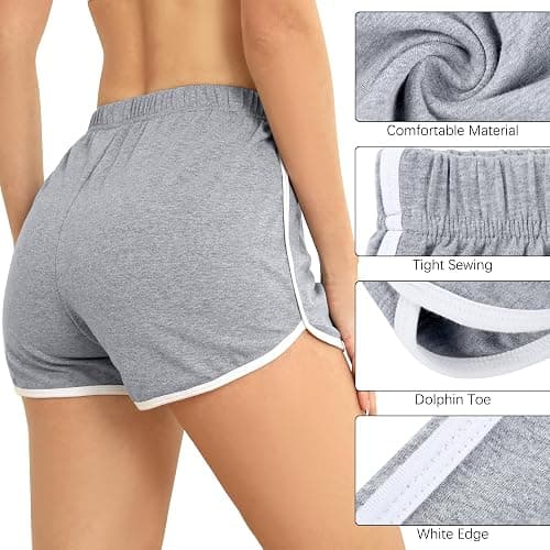 URATOT 4 Pack Women's Cotton Dance Yoga Sports Short Summer Running Athletic Pant Waistband Loose Shorts for Women thumbnail 4