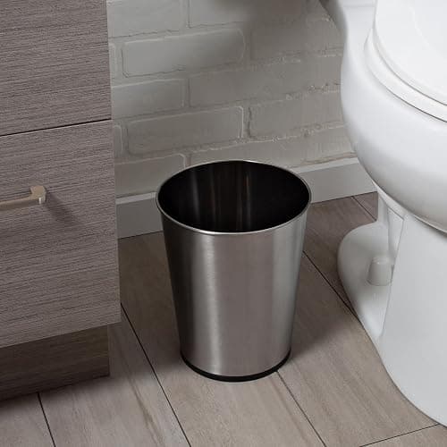 Bath Bliss 5 Liter Small Wastebasket | Round Open Top | Trash Can | Bathroom | Bedroom | Kitchen | Office | Dorm | Disposal Waste Bin | Garbage | Stainless Steel thumbnail 2