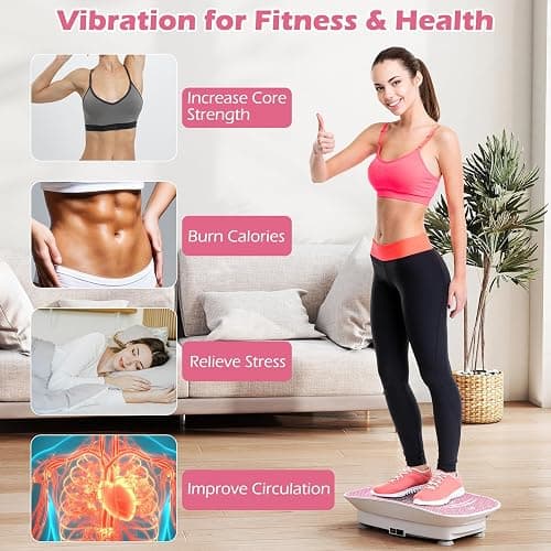 Goplus Vibration Plate Exercise Machine, Vibrating Platform for Lymphatic Drainage, Weight Loss, Home Fitness Workout Stand Full-Body Shaker Power with 10 Speed, Remote for Women Men thumbnail 9