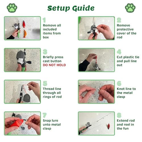 Meowy Cat Wand Toy – Cat Fishing Pole Toy with Reel The Cat Fish Fishing Rod, Telescopic Fiberglass Interactive Teaser Wand for Indoor Cats with Catnip Dental Mesh Attachments thumbnail 7
