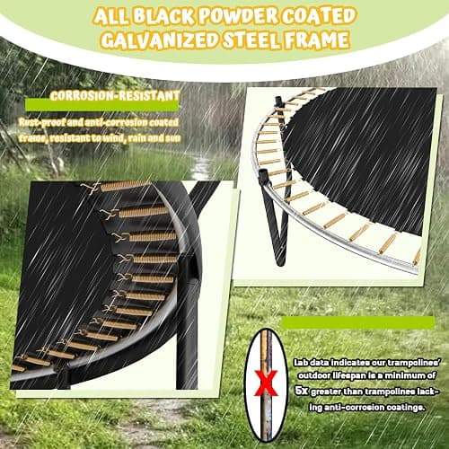 ACWARM HOME Trampoline Outdoor 14FT 12FT 10FT 8FT with Safety Enclosure Net, Recreational Trampoline for Kids and Adults, Anti-Rust, ASTM Approved, Black thumbnail 6
