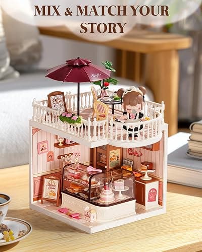 Rolife Super Creator Accessories Chic Café Terrace, Tiny House Building Blocks for Little Dolls, DIY Plastic House Model Building Kits for Teens, DIY Crafts/Hobbies for Adults (Chic Café Terrace) thumbnail 4