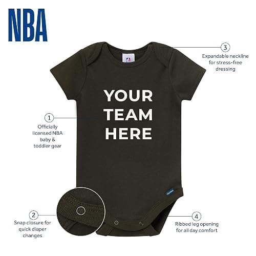 Gerber unisex-baby NBA Team 2 Pack Short Sleeve Onesie Bodysuits thumbnail 5