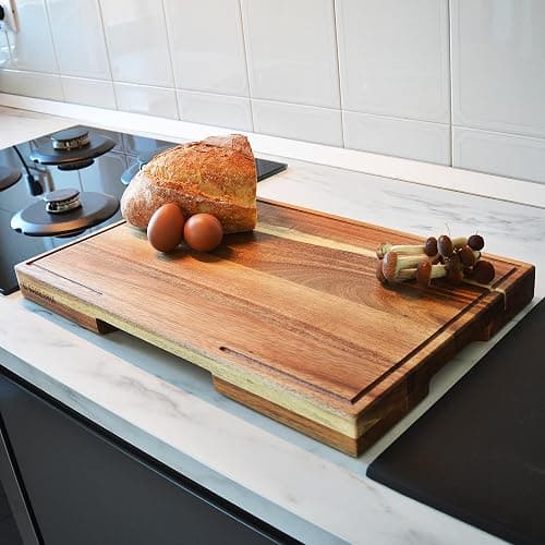 Acacia Wood Cutting Boards for Kitchen, Wooden Chopping Board for Meat, Cheese and Charcuterie Boards with Handles (ExtraThick 1.6"). Premium Quality Butcher Block (Oil bottle & Plate included) thumbnail 7
