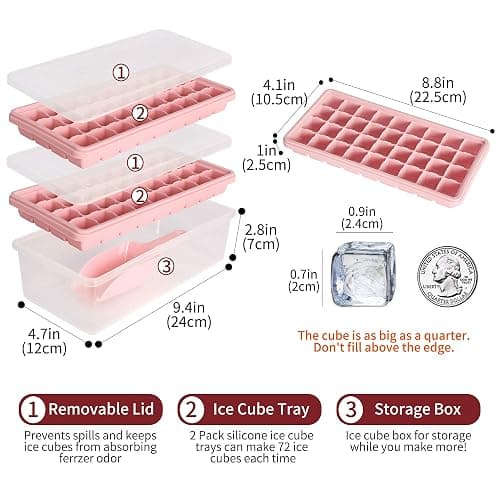 Food-grade Silicone Ice Cube Tray with Lid and Storage Bin for Freezer, Easy-Release 2 * 36 Small Nugget Ice Trays 1 ice Bucket & Scoop, Flexible Ice Cube Molds with Ice Container thumbnail 2