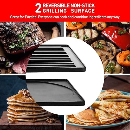 Raclette Table Grill, Techwood Electric Indoor Grill Korean BBQ Grill, Removable 2-in-1 Non-Stick Grill Plate, 1500W Fast Heating with 8 Cheese Melt Pans, Ideal for Parties and Family Fun, Black - 20 x 7.1 x 11 inch - Jet Black thumbnail 2