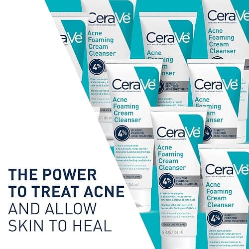 CeraVe Acne Foaming Cream Cleanser, 4% Benzoyl Peroxide Face Wash With Hyaluronic Acid, Niacinamide & Ceramides, Gentle Daily Acne Treatment For Face thumbnail 2