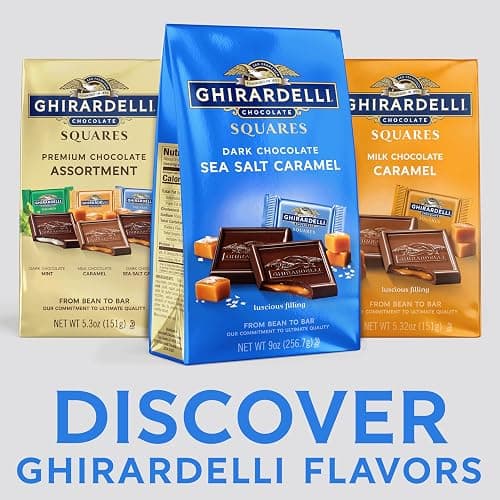 GHIRARDELLI Dark Chocolate Sea Salt Caramel SQUARES – Premium Individually Wrapped Dark Chocolate Candy with Buttery Caramel Filling and Sea Salt, 15.9 oz Bag thumbnail 4