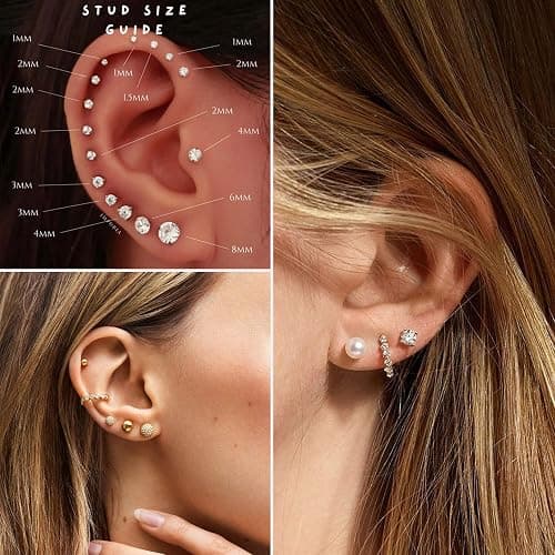 70 Pairs Gold Stud Earrings Set for Women Multipack, Trendy Hypoallergenic Pearl Cubic Zirconia Multiple Piercings Earrings Packs, Chunky Hoops Earrings for Gift Jewelry thumbnail 3