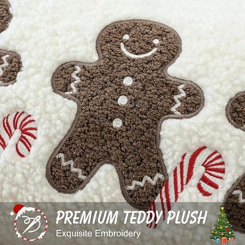 Artscope Gingerbread Man Lumbar Throw Pillow Cover 12x20 Inch | Winter Holiday Teddy Fleece Soft Fuzzy Morden Farmhouse Accent Decorative Cushion Covers for Xmas Couch Sofa Bed Home Decor thumbnail 3