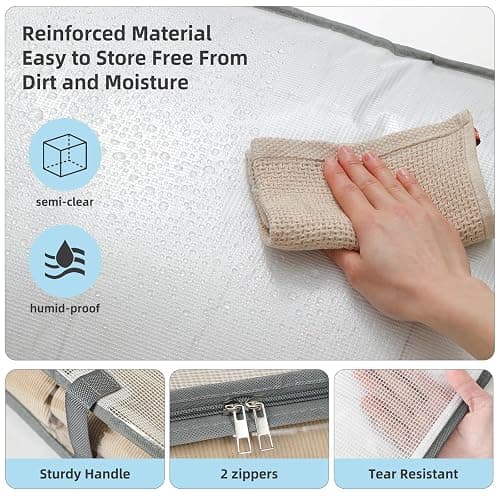 4-Pack Under Bed Storage Containers, Humid-proof Material Plastic Underbed Storage Bins, Blanket/Clothes Storage Bags with Lids, Bedding Comforter/Sheet/Closet Organizer and Storage thumbnail 8