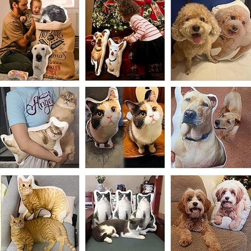 Wucidici Custom Pet Pillow with Picture, Personalized Photo Dog Cat Face Shaped Pillow, Customized Stuffed Animal Pictures Pillows Memorial Loss Sympathy Gifts - 12" thumbnail 9