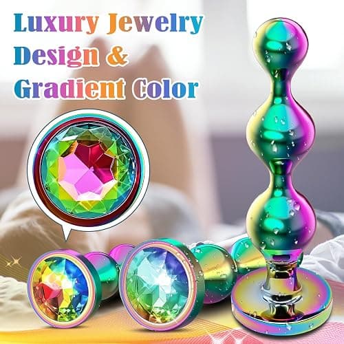 3 Pcs Metal Anal Butt Plugs Adult Sex Toys, Butt Beads with Heart Shaped Base, Jewelry Design Anal Beads for Men Women and Couples, Male Prostate Massager Anal Training Set for Beginners thumbnail 3