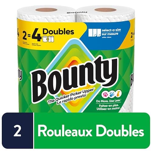 Bounty Paper Towels Select-A-Size White, 12 Double Rolls = 24 Regular Rolls thumbnail 2