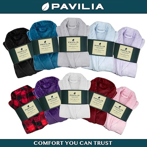 PAVILIA Women Robe Fleece Plush Soft, Fluffy Fuzzy Cozy Warm Lightweight Bathrobe, Shower Spa House Long Robe for Women - Small-Medium - White thumbnail 6