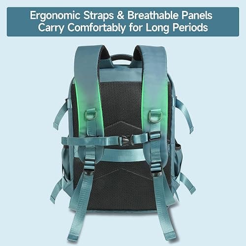 Vacuum Backpack Travel 55L, Carry On Compliant Backpack Water-Resistant, Fits 17-Inch Laptop & 6-8 Days Travel Gear, Expandable Compression System, Vacuum Pump Included, Birthday Christmas Gifts Teal thumbnail 4